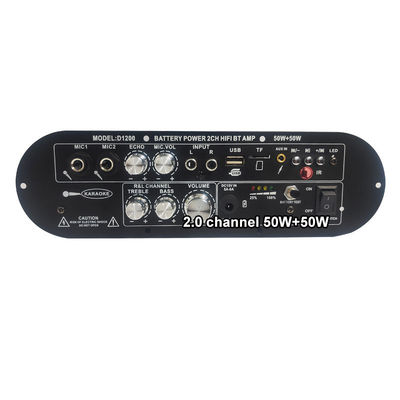 D1200 2.0チャンネル 50W+50W BT デジタルアンプボード 12V 車用家庭用DJ用再充電可能