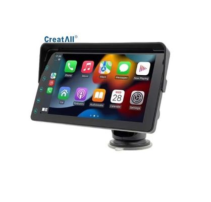Creatall 7インチ ポータブルカーMP5 ワイヤレスCarPlay Bluetooth FMトランスミッター HDリアビューカメラ ダッシュボード配置 1年保証