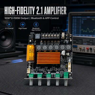 CA-TB21H 2.1チャンネル TPA3116 Bluetoothアンプボード 50W+50W+100W オーディオアンプモジュール APPコントロール付き