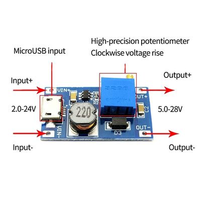 MT3608 2A DC-DCの増加する電圧板広い電圧は2/24V Lto 5/9/12/28V調節可能な力モジュールを入れた