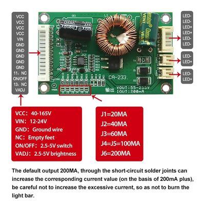 CA-233 LEDのバックライトの運転者板55-255Vは一定した流れを出力した