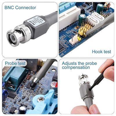 1pcs 2pcs P6100 BNCのテスター用具のオシロスコープの調査のキット100MHz 1X 10Xクリップ