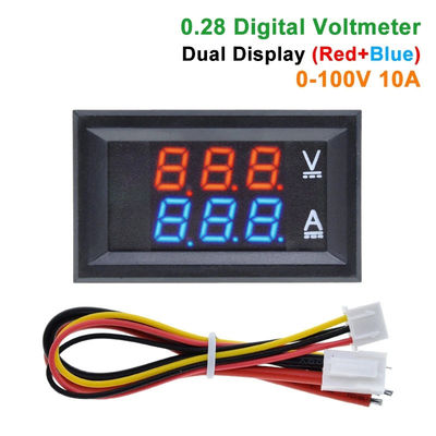 DC 0-100V 10AデジタルのボルトAmpはAC 0.28&quot;を赤く青いドライブICメーターで計る