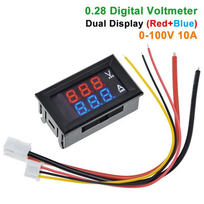 DC 0-100V 10AデジタルのボルトAmpはAC 0.28&quot;を赤く青いドライブICメーターで計る