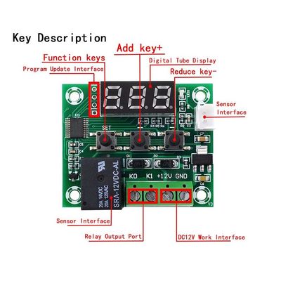 W1209サーモスタットのデジタル体温計のコントローラー1の10AリレーDC12V