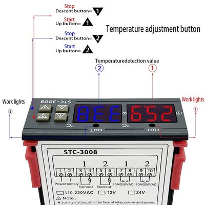 STC-3008デジタル体温計のコントローラー2のリレーは調査12V 24V 220Vと出力した