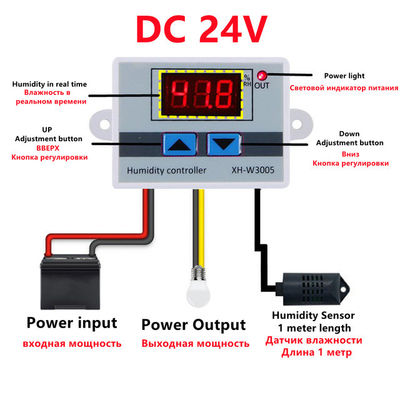 XH-W3005デジタルの湿気のコントローラーDC 12V 24V 220V 10A 0~99%RH