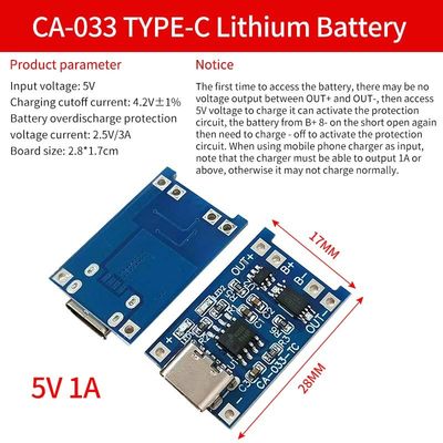 タイプC/マイクロUSB 5V 1A 18650 TP4056 リチウム電池充電機 モジュール充電板 保護の二重機能 1A Li-I