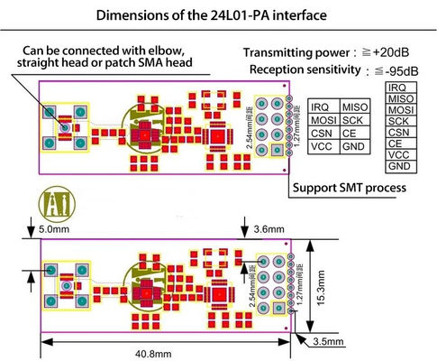 NRF24L01 PA LNA 無線モジュール 1000 メートル長距離アンテナ FZ0410