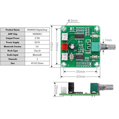 CA-8403B 2*3W ブルートゥース 5.0 ステレオ ミニ デジタル アンプボード PAM8403 ダブルチャネルクラス D DC5V AMP