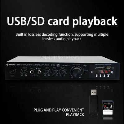 LDZS 5.1 チャンネル プロフェッショナル オーディオ アンプ、200W+200W 電力およびホーム シアター システム用 Bluetooth サポート