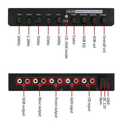 24v増幅器 EQ5セグメントオックスエグライザー カーオーディオEQチューニングクロスオーバー