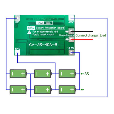 CA-3S-40A リチウムイオン電池充電器 リポセルモジュール PCB BMS 保護板 ドリルモーター 12.6V バランス付き