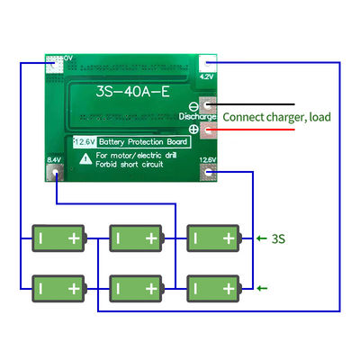 CA-3S-40A リチウムイオン電池充電器 リポセルモジュール PCB BMS 保護板 ドリルモーター 12.6V バランス付き