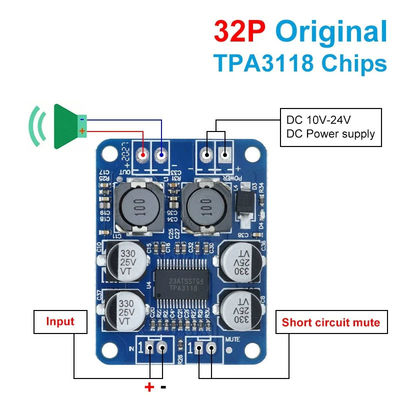 CA-3118 増幅器ボード 1*60W 8-24V TPA3118 PBTL モノクラスD デジタルパワーオーディオボード