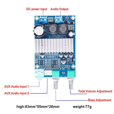 CA-3316A デジタルパワーアンプボード 100W DクラスBASS AMP TPA3116チップ 12-24V