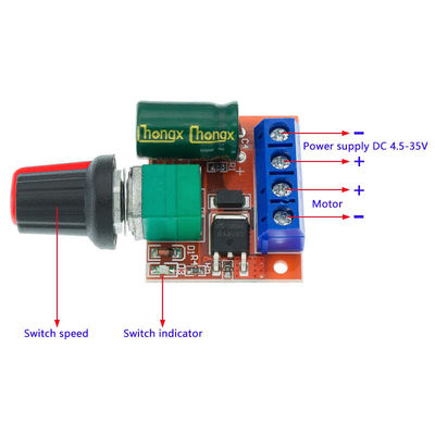 CA-105A ミニ 5A DCモータースピードコントローラモジュール マックス 90W 3V-35V