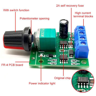 CA-102A PWM モータースピードコントローラー 2A 30W 1.8V 3V 5V 6V 12V DC モーターガバナー 速度調節