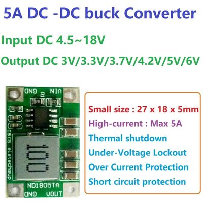 標準的なマウントタイプ DC-DC変換板 4.5V-18Vから3V-6Vの電圧調節