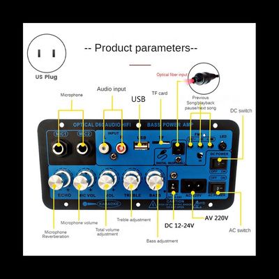 D60 50W サブウーファーアンプボード ブルートゥースと 12V/24V/220V 電力のための光学音声入力