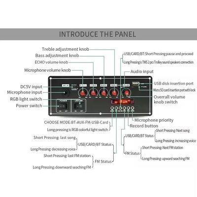 2x20W 音声レコーダー 7.4V バッテリー トロッリースピーカーのオーディオ・デコーダー付き ブルーツepo_Latnepo_Latn 増幅板