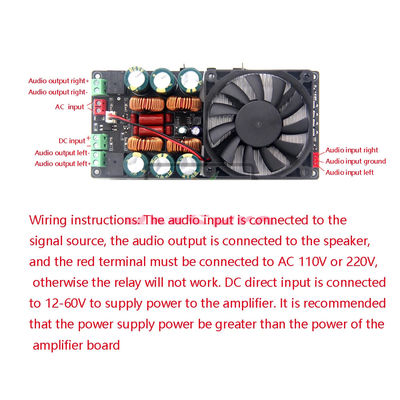 2X500W クラス D デジタルステレオパワーアンプボード 12V-48V カーカラオケホームシアターサブウーファースピーカー用
