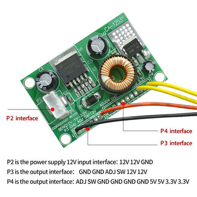12Vから5Vから3.3VのLCD電源モジュール 集積回路付きDC変換板