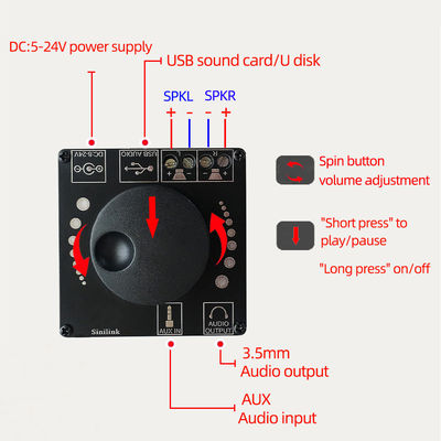2x50W 双チャンネルスピーカー 3.5mm AUX オーディオステレオ BT 5.0 アムペア デジタル HIFI パワーアンプボード