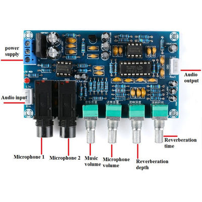 12V デュアル AC12V PT2399 デジタル マイク 増幅器 ボード カラオケ リバーベレーション モジュール