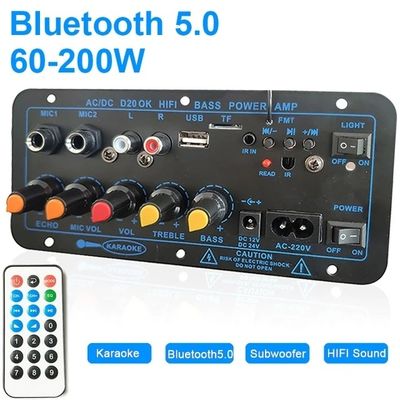 D20 60-200W BTアンプボード カーステレオアンプ サブウーファー USB FMラジオ TFプレーヤー デュアルマイク