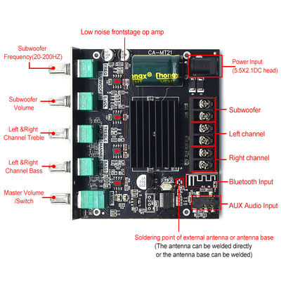 CA-MT21 2.1チャンネル BT 5.0 サブウーファーアンプボード 2*50W+100W 12-24V AMP+BT