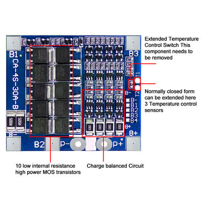 CA-4S-30A-B リチウム 18650 BMS バッテリー保護板 30A 14.8V 12.8V 4s BMS 板