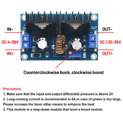 CA-4016 8A 200Wボードマウント DC-DC変換器 XL4016 4-40V から 1.25-36V PWM 調整可能なステップダウンモジュール