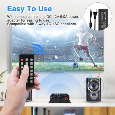 AK-380 USB SDオーディオ パワー増幅器 400W 2.0 CH ハイファイステレオ AMP スピーカー 家庭用リモコン付きブルートゥース 5.0Amp受信機