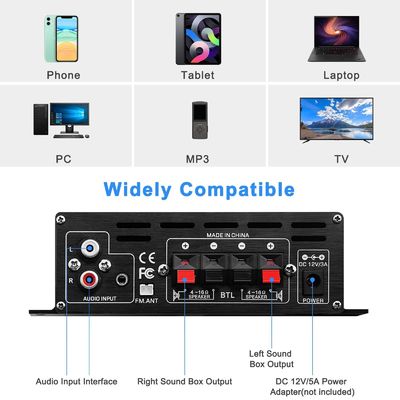 AK-380 USB SDオーディオ パワー増幅器 400W 2.0 CH ハイファイステレオ AMP スピーカー 家庭用リモコン付きブルートゥース 5.0Amp受信機