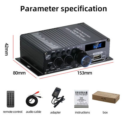 AK-380 2.0チャンネルBluetooth v5.0オーディオアンプ,ホームシアター用出力100-300W