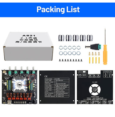ZK-AS21 2.1チャンネルデジタルパワーアンプボードモジュール 220W*2+350W 高低音調サブウーファー TPA3255 BTホームオーディオ AS21