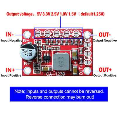 CA-1239 調節可能なバック変換器 5-15V 入力 1.25V/1.5V/1.8V/2.5V/3.3V/5V 出力ボード マウント DC-DC ステップダウン パワーモジュール