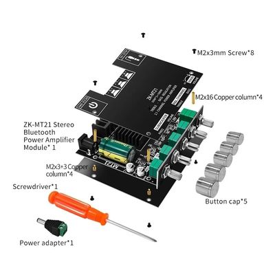 ZK-MT21 ハイファイデジタルパワーアンプボード 100W+2*50W 2.1チャンネルサブウーファー AUX 12/24V オーディオステレオ 5.0Amp ZK-MT21