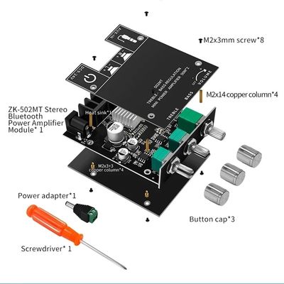 ZK-502MT 5.0 サブウーファーアンプボード 50W*2 2.0チャネル ハイパワーオーディオステレオ 音声アンプ