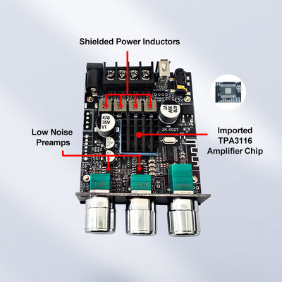 TPA3116D2 サブウーファーオーディオアンプモジュール ZK-502T 2チャネルオーディオステレオボード 2*50WベースAMPとAUX通信