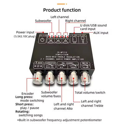 2.1チャンネルサブウーファー AUX 12V 24V オーディオステレオ 5.1 バス デジタルパワーアンプボード ZK-MT21S DCアダプター用 2x50W 100W
