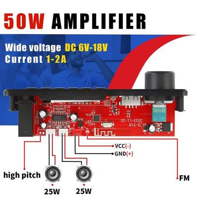 2*25W マイクロフォン 優先電源増幅器 MP3 解読板と配備 バッテリー寿命 20 時間 スクリーン はい