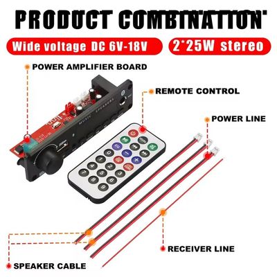 2*25W マイクロフォン 優先電源増幅器 MP3 解読板と配備 バッテリー寿命 20 時間 スクリーン はい