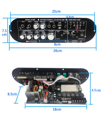 専用モールド設計の充電式 12V ステレオ パワー アンプ PCB ボード