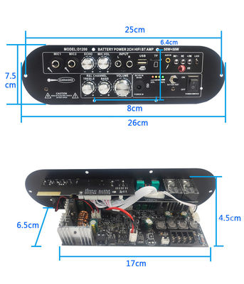 D1200 2.0チャンネル 50W+50W BT デジタルアンプボード 12V 車用家庭用DJ用再充電可能