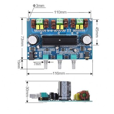 2.1チャネル無線デジタルパワーアンプボード 50Wx2+100W チャネルハイパワーオーディオ バージョン 5.0 アンプボード