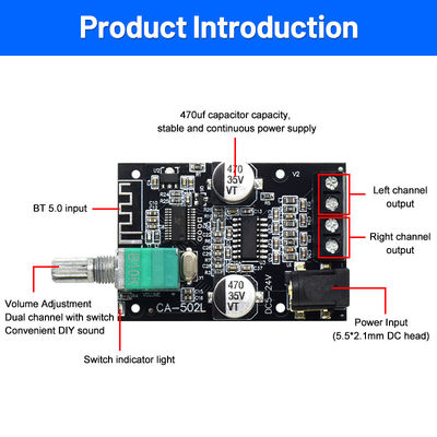 ZK-502L 2.0チャネルデジタルアンプボード ホームシアターHIFIアンプBT5.0 50WX2 メタル素材ステレオボード ZK-502L