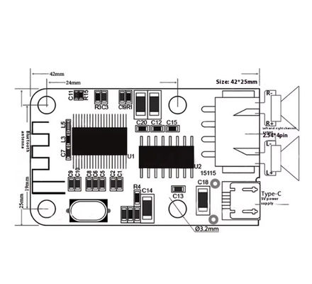 PAM8403 ミニブルートゥースアンプボード 5V 2x3W Type-C