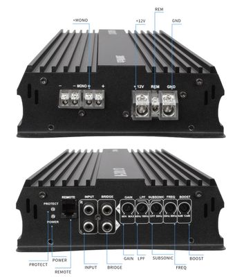 高出力 12V 2000W カーオーディオパワーアンプ 2000ワット モノクラスDサブウーファー クロスオーバー付き